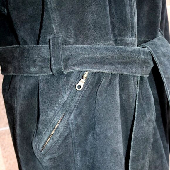 VTG Wilsons Womens Black Fur Lined Suede Leather Parka Coat Jacket Womens - Picture 7 of 16